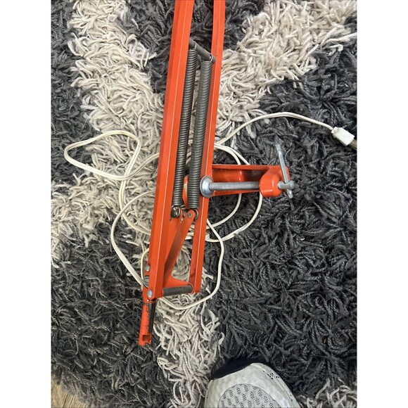 LEDU Orange Desk Lamp Articulated Draft Architect Lamp MCM Vintage NO BASE - Picture 3 of 16